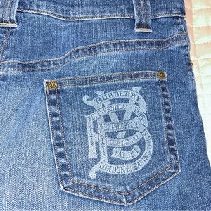 Y2K Burberry jean midi skirt